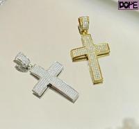 Pendentif personnalisé Collier croix de haute qualité Plaqué or 18 ct Hommes Femmes Pendentif Moissante VVS en argent S925