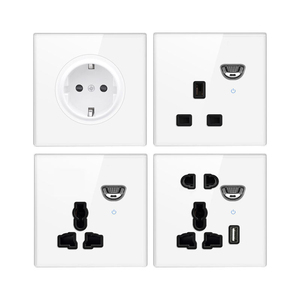 Prise murale britannique LangYeao avec bouton de réinitialisation, panneau en verre trempé doré 13A, 1/2/3/4 prises USB Type-C - Product Image 5