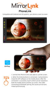 Reproductor Multimedia Universal para coche, reproductor inalámbrico de 7 pulgadas, <span class=keywords><strong>2</strong></span> Din, Android, RDS, FM, AM, táctil, USB, AUX, Mirror link, reproducción de películas - Product Image 4