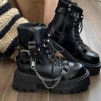 Bottes de moto en cuir résistantes à la mode pour femmes et hommes, avec fermeture éclair, design rock, rehaussantes, montantes à la cheville