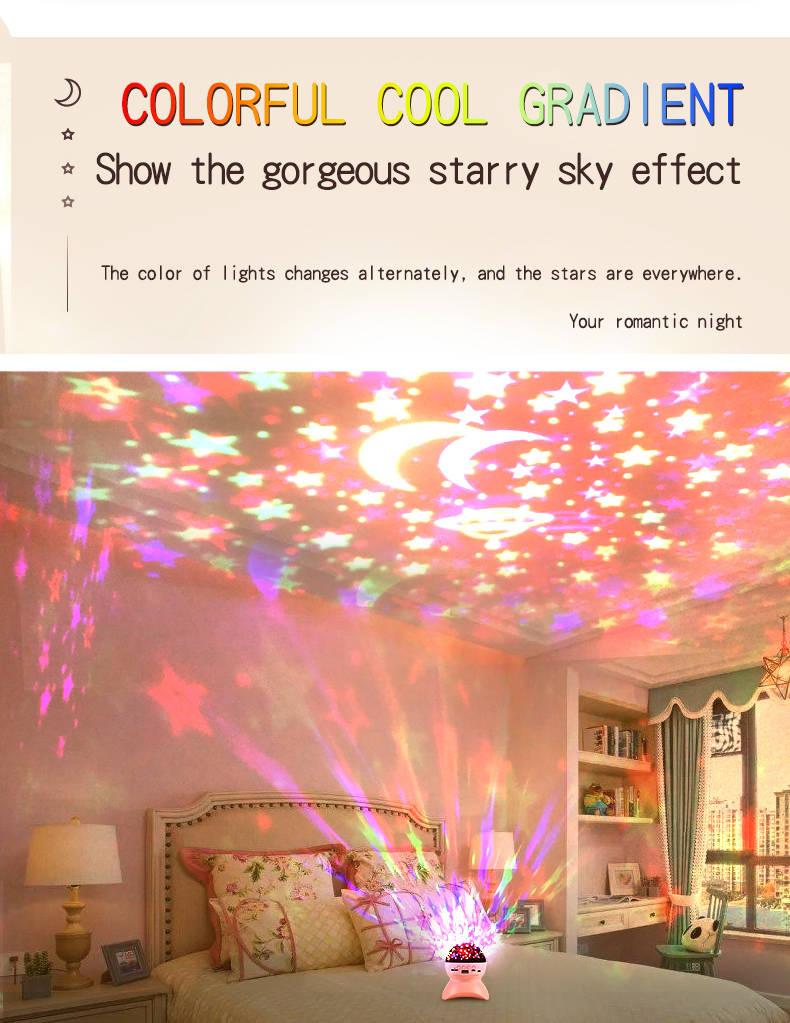 Bluetooth speakers star light USBprojection romantic small night light LED all over the sky star rotating music atmosphere light
