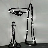 Personalizar preciosa burbuja blanca y negra iluminación perla larga gota luces de techo candelabros para decoración de eventos de boda