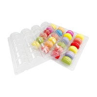 Vente en gros Nouveau Boîte Dim Sum blanche transparente en plastique PET Conteneur 24 macarons avec couvercle ouvert Emballage de gâteau alimentaire jetable