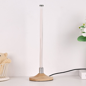 Lámpara de mesa LED de diseño moderno nórdico, Base de madera ligera recta de lujo, 360 grados para iluminación de trabajo de oficina, lectura, uso en interiores - Product Image 4