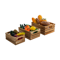 Broodmand van acaciahout met handvatten, antiek gewassen, massief houten fruitmand, ruime rechthoekige dienblad, houten broodmand
