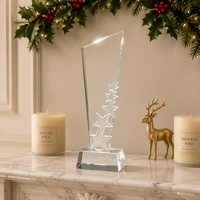 Trophée en cristal K9 gravé au laser personnalisé avec cinq étoiles, récompense en cristal souvenir pour cérémonie d'entreprise, cadeau de reconnaissance