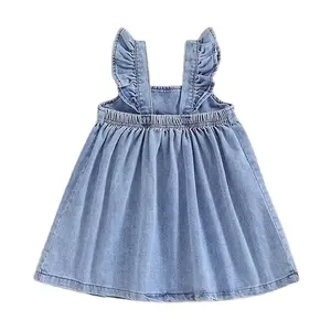 Best New Product Of 2024 Soft Denim Frock Design Girls Dresses 2-12 Children Clothing