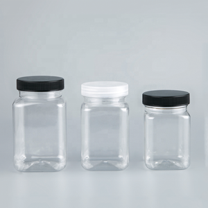 manufacturers usa promotional food storage container bpa free plastic pet bottle mini square jam cookie sugar jar
