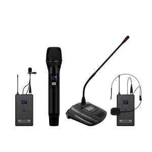 एरज़ेन निर्माता वायरलेस यूएचएफ 6-चैनल माइक्रोफोन टेबल टॉप कॉन्फ्रेंस रूम ऑडियो सिस्टम