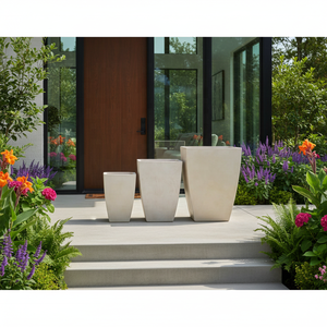 Macetas cuadradas <span class=keywords><strong>de</strong></span> fibra <span class=keywords><strong>de</strong></span> vidrio en blanco y negro <span class=keywords><strong>para</strong></span> uso interior y exterior <span class=keywords><strong>para</strong></span> plantas <span class=keywords><strong>para</strong></span> jardín y hogar - Product Image 6