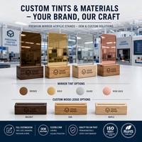 Support de menu en acrylique transparent de qualité supérieure avec base en bois de hêtre naturel, support de menu incliné en forme de L pour la présentation sur la table des restaurants