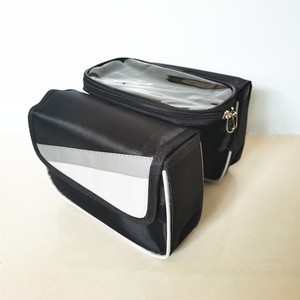 <b>Bicycle</b> Handlebar Bag With Touch Screen Phone Pocket Large Capacity Front <b>Frame</b> Mounting Blue Gray Black Red - Product Image 4