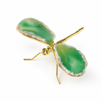 Figurine de libellule en agate verte naturelle, ornement en cristal pour la décoration de la maison ou du bureau, cadeau