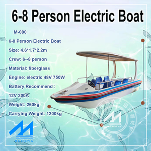 Bateau électrique 6-8 personnes équipement de jeu d'eau bateau à pédales en fibre de verre vélo aquatique à vendre (M-080) - Product Image 2
