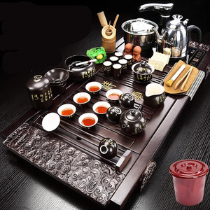 Service à thé électrique automatique de style Kung Fu chinois avec plateau, théière, tasses et <span class=keywords><strong>Gaiwan</strong></span>, idéal pour cadeau d'affaires et bureau - Product Image 3
