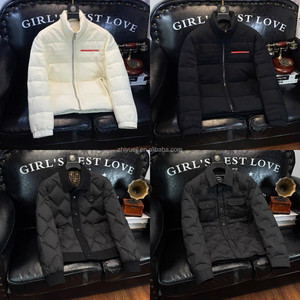 Áo khoác Nam Mùa Đông đứng cổ áo nối bánh mì dày chính thức phong cách ngắn dây kéo nút đóng cửa logo trang trí Ấm Dài - Product Image 3