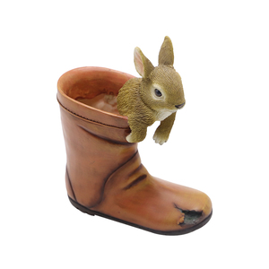 Custom Design Cute Rabbits Resin <strong>Cowboy</strong> <strong>Boot</strong> Vase <strong>Planter</strong>, Out Door Garden Decorations Polyresin Rabbit Animal <strong>Planter</strong> Flowerpot - Product Image 4
