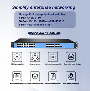 Commutateur réseau PoE géré L3 28 ports 1 RJ45 avec interface de gestion de console et liaison montante 10G pour parcs éoliens, compatible SNMP et QoS (OEM/ODM) - Product Image 2