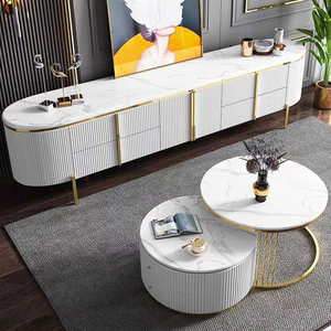 Ensemble Meuble TV en Bois Blanc Style Nordique de Luxe et <span class=keywords><strong>Table</strong></span> Basse <span class=keywords><strong>Table</strong></span> d'Appoint en Bois Moderne Simple pour Salon Mobilier de Maison - Product Image 1
