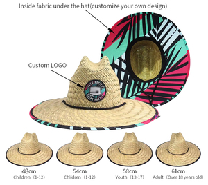 Sombrero de Paja de Salvavidas para el Verano con Logotipo Personalizado, Sombreros de Paja de Playa y Surf con Ala Ancha para Unisex - Product Image 2