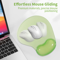 Tapis de souris transparent de dessin animé avec repose-poignet en silicone, anti-rayures, pour clavier de jeu, couleur verte, petite taille pour le bureau