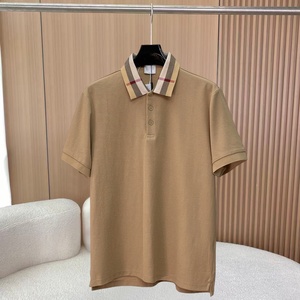 Polo de Manga Corta Gris para Hombre con Cuello a Cuadros, Diseño Casual de Algodón Tejido Burberry, Transpirable, Corte Regular - Product Image 2