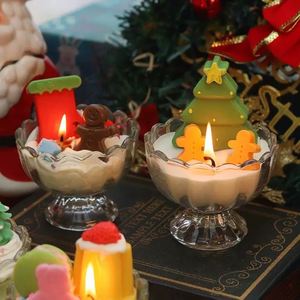 Factory Customize Christmas Scented <b>Candle</b> <b>Gift</b> <b>Set</b> -Ice Cream Cup Design with Gingerbread Man Soy Wax Aromatherapy - Product Image 2