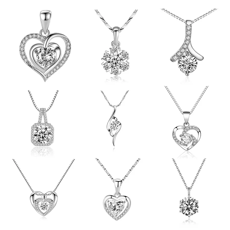 DIY charms 925 sterling silver cubic zirconia diamond necklace pendant for jewelry making