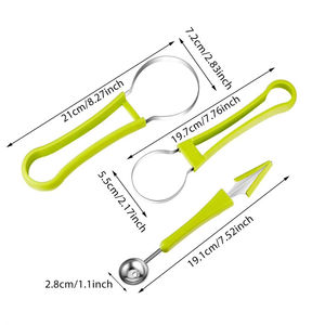Ensemble d'outils de découpe de fruits 4-en-1 en acier inoxydable, comprenant une cuillère à melon et une cuillère à pastèque - Product Image 5