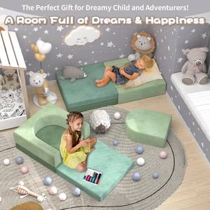 Canapé modulaire pour enfants 3 pièces, canapé bébé en mousse à mémoire de forme, chaise pliante multifonctionnelle pour tout-petits, pour jouer, créer et dormir - Product Image 6