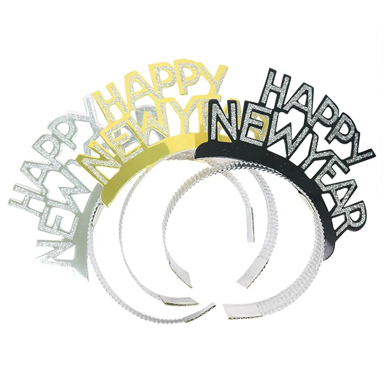 Happy New Year Headband Eve Party Supplies New Year Decorations 2024 Tiaras For Christmas New Year Party Favors Hair Clasp