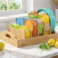 Organizador de Almacenamiento de Bambú de Dos Niveles, Ecológico y Sostenible, Multifuncional y Expandible para Sala de Estar, Contenedor de Alimentos