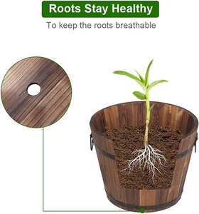 Wholesale Large Rustic <strong>Wooden</strong> Whiskey Barrels Bucket With Handle <strong>Wooden</strong> Whiskey Barrel <strong>Planter</strong> Large Garden Container <strong>Box</strong> - Product Image 4