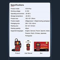 Escáner OBD2 V519 Plus, Lector de Códigos OBDII con Cable, Herramienta de Diagnóstico de Fallas del Motor del Automóvil, Verificación de la Luz de Advertencia del Motor, Flujo de Datos, Gran Venta