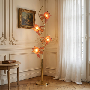 Elegante Lámpara de Pie Floral, Lámpara de Pie con Poste Metálico Curvo en Forma de S, Lámpara de Pie Artística con Pantalla de Flores para Decoración de Esquinas y Dormitorios - Product Image 2