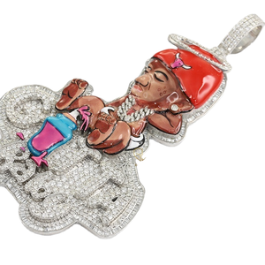 Bijoux Hip Hop en Moissanite, Pendentif Personnalisé Sertie de Pierres, Argent 925, Moissanite VVS, Plaqué Or Rose - Product Image 1