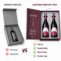Boîte cadeau écologique à couvercle magnétique pour 2 bouteilles, logo personnalisé, boîte à vin de fruits haut de gamme avec finition miroir, OEM ODM