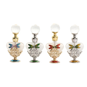 30ML Exquisite Vintage Dragonfly Painted Glass Perfume <b>Bottle</b> Round Shape Metal Base With Crystal <b>Stopper</b> Gift Craft - Product Image 6