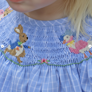 Mayorista Personalizable Pascua Smocked Vestido Niñas Niños Ropa Conejo Bordado Estilo Chino Bebés Niños Vietnam - Product Image 1