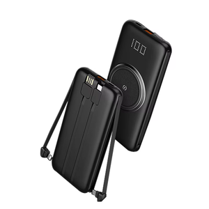 P1ポータブル10000mAhワイヤレス充電器パワーバンク複数ケーブル互換性とリアルタイムバッテリーレベル表示画面 - Product Image 4