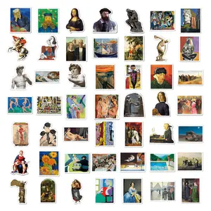 Cross-border 100pcs Art Graffiti Stickers Decor Mona Lisa Waterproof Vinyl Cartoon Adhesive Die Cut Stickers Pack For Laptop