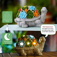 Lampe solaire d'extérieur, décoration de jardin, statue de tortue avec plantes succulentes, 7 lumières LED, statue d'animal pour pelouse, lumières décoratives de jardin