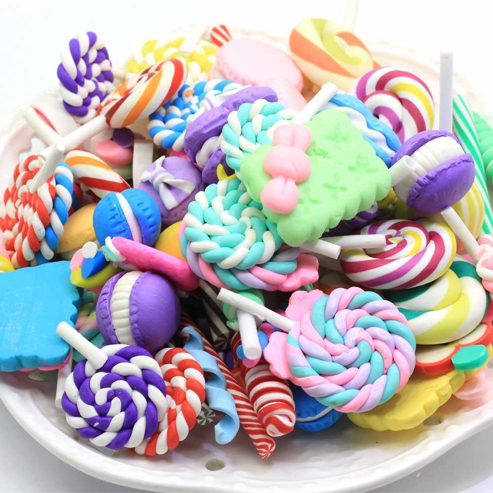 Kawaii Mixed Jelly Lollipop Clay Assorted Candy Resin