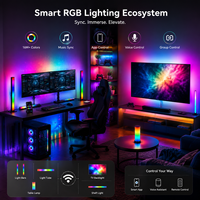 Barre lumineuse LED RGBIC intelligente, synchronisation musicale, lumière d'ambiance, lampe d'angle intelligente pour salle de jeu, bureau, rétroéclairage TV
