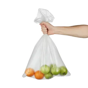 Sacs plats biodégradables complets de fournisseur chinois décomposé sur des sacs en plastique d'épicerie de rouleau pour le supermarché