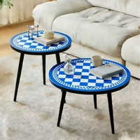 Table basse carrée moderne et minimaliste avec structure en fer, design créatif, impression par transfert, pour hôtel, maison d'hôtes ou salon
