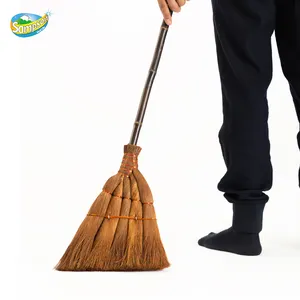 Best price long handle cleaning dust wooden handle Coconut Bristles bed brooms wholesale