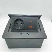 Station de prise de courant de table standard européenne avec fonction de charge rapide USB et Type-C, prise escamotable de bureau, prise de courant cachée
