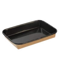 Pochettes d'emballage personnalisées robustes pour supermarché, noires et marron, forme carrée, en papier kraft pour sushis et plats à emporter