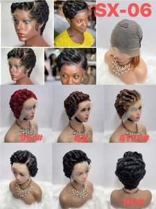 Perruque Pixie Curls à prix promotionnel LetsFly, perruque à dentelle frontale courte, coupe courte, dentelle frontale 13*4, <span class=keywords><strong>cheveux</strong></span> humains, <span class=keywords><strong>cheveux</strong></span> brésiliens - Product Image 2